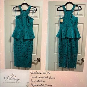 Trina Turk Turquoise Lace Midi Dress